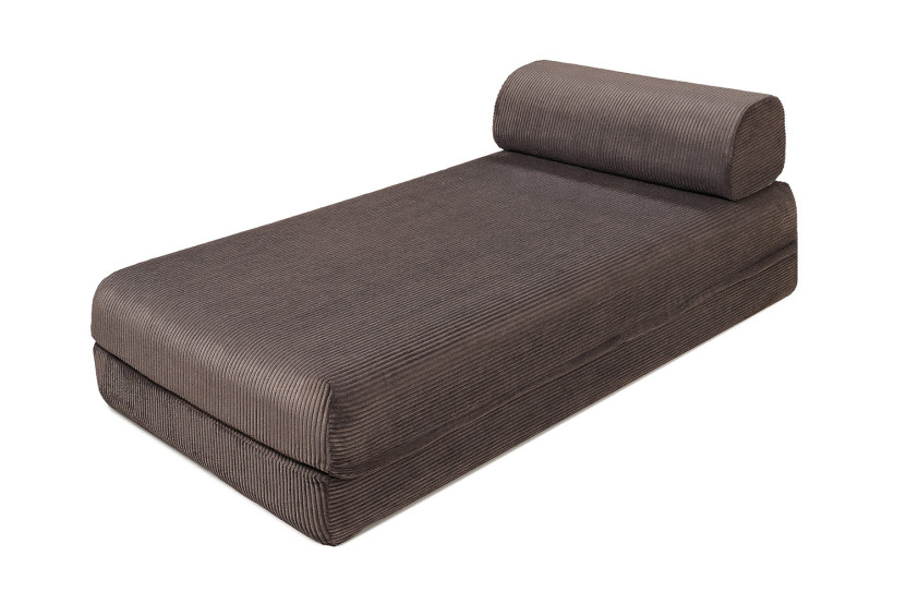 Méridienne convertible et modulable - Velours côtelé - Marron
