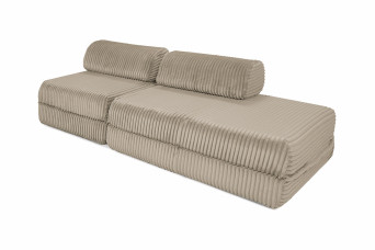 Canapé droit convertible 3 places - Velours côtelé XL - Taupe