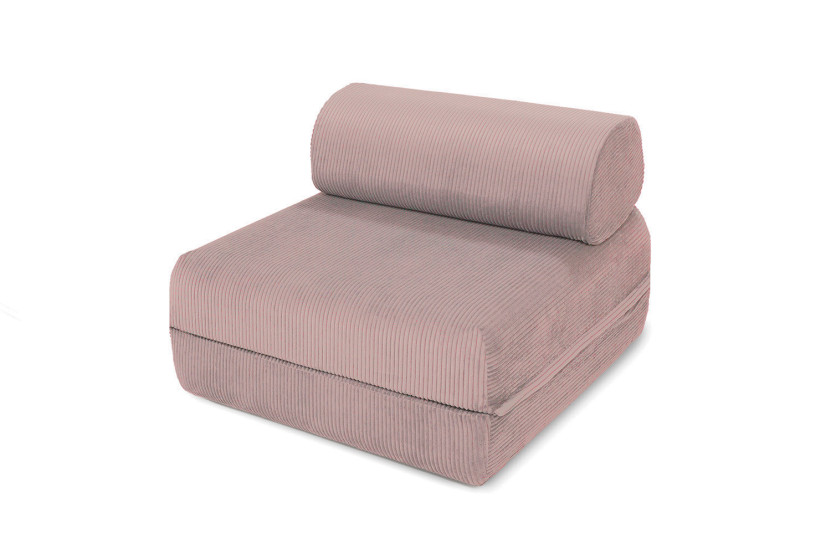 Fauteuil convertible et modulable - Velours côtelé - Rose pâle