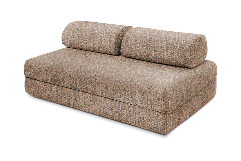 Canapé d'angle convertible 4 places - Tissu tweed - Marron