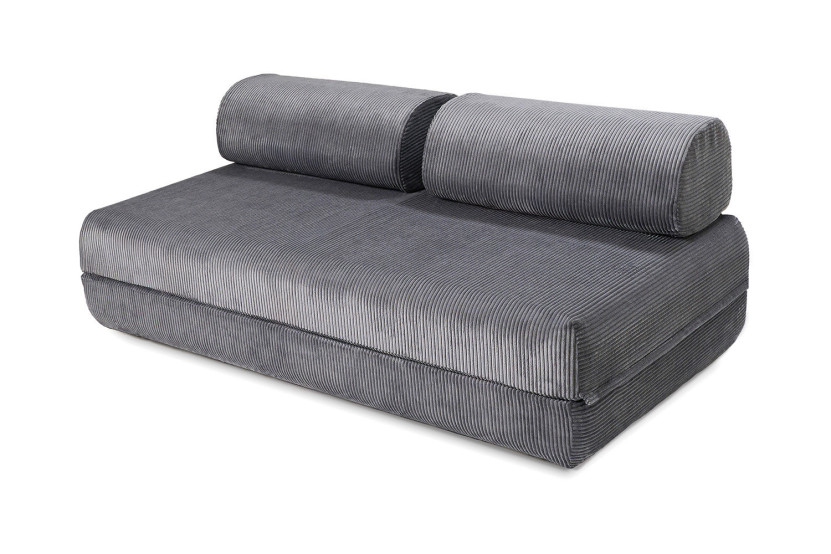 Canapé d'angle convertible 4 places - Velours côtelé - Gris