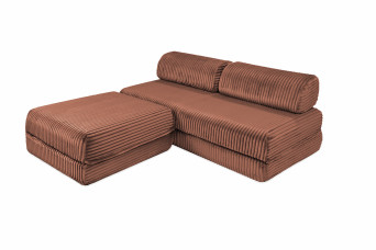 Canapé d'angle convertible 4 places - Velours côtelé XL - Terracotta