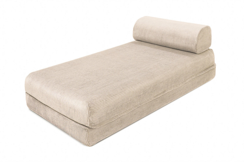 Canapé d'angle convertible 5 places - Velours côtelé - Beige