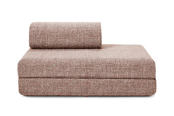 Canapé droit convertible et modulable 2 places - Tissu tweed - Rouge