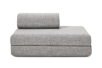 Canapé droit convertible et modulable 2 places - Tissu tweed - Gris
