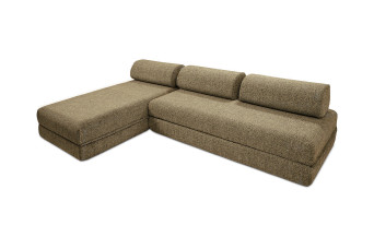 Canapé d'angle convertible 6 places - Tissu tweed - Jaune