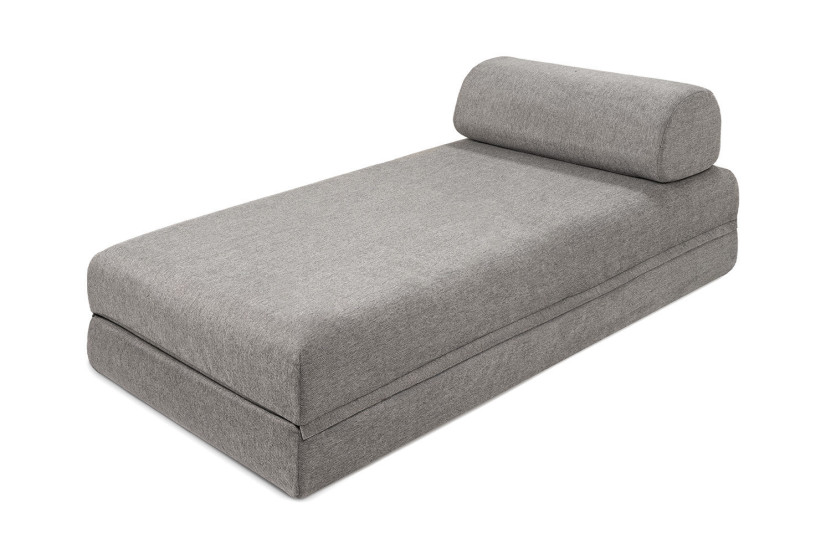 Méridienne convertible et modulable - Tissu lisse - Gris