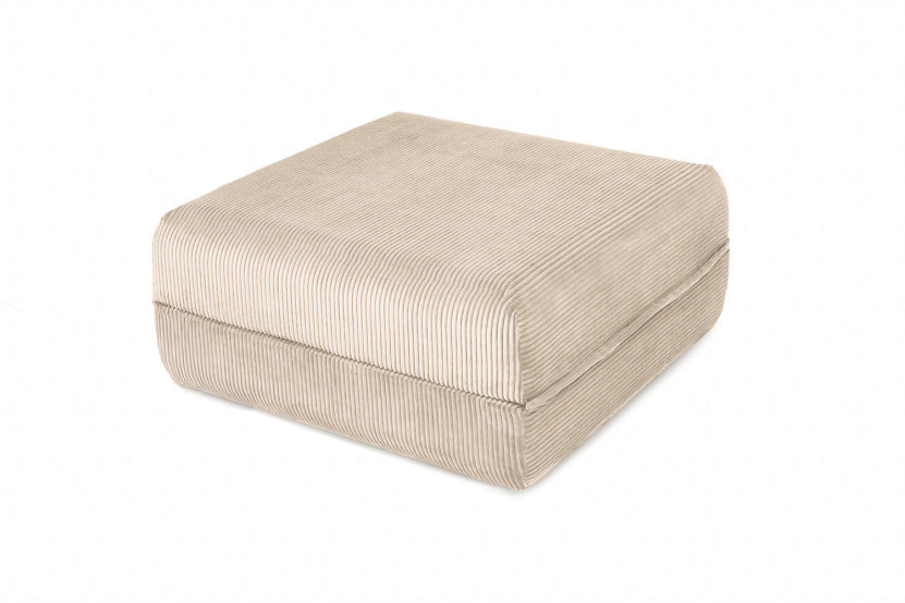 Pouf convertible et modulable - Velours côtelé - Beige