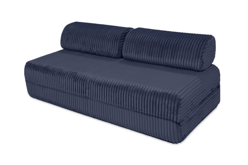 Canapé d'angle convertible 4 places - Velours côtelé XL - Bleu