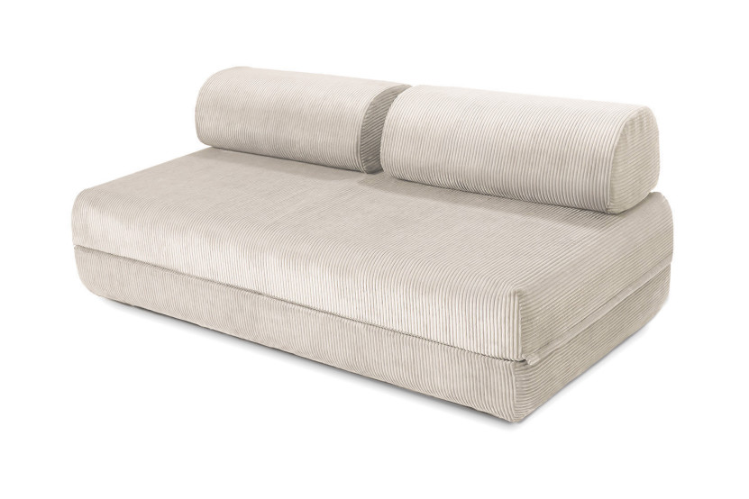 Housse Canapé droit convertible - 3 places - Tissu velours côtelé blanc