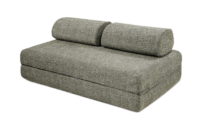 Canapé droit convertible 3 places - Tissu tweed - Vert