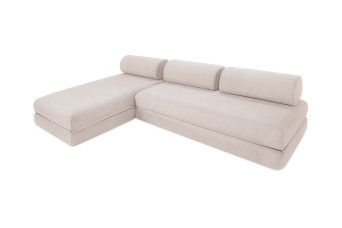 Canapé d'angle convertible 6 places - Tissu imperméable - Gris