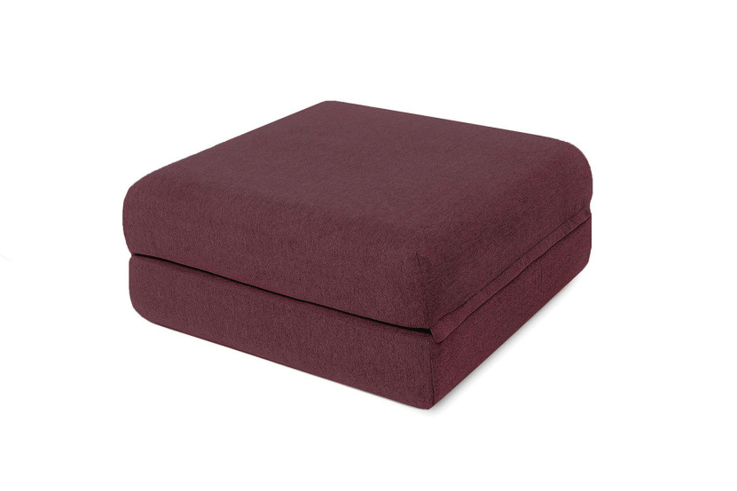 Pouf convertible et modulable - Tissu lisse - Rouge
