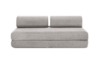 Canapé droit convertible 3 places - Tissu lisse - Gris clair