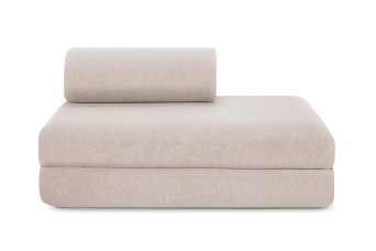 Canapé droit convertible et modulable 2 places - Tissu imperméable - Beige clair
