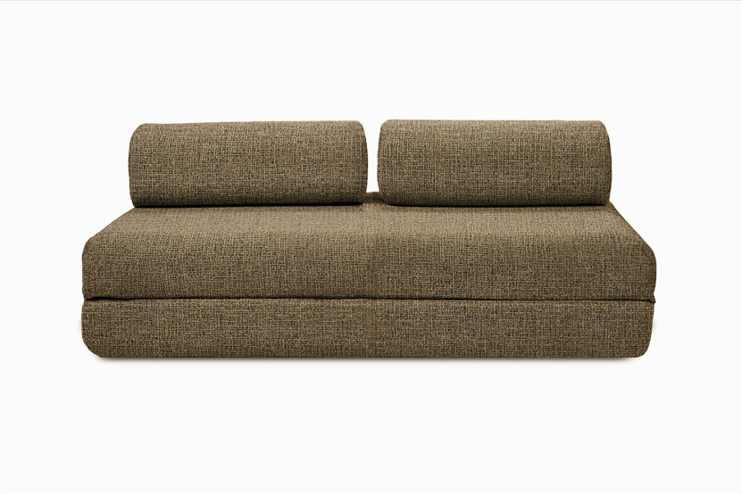Canapé droit convertible 4 places - Tissu tweed - Jaune