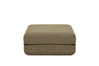 Pouf convertible et modulable - Tissu tweed - Jaune