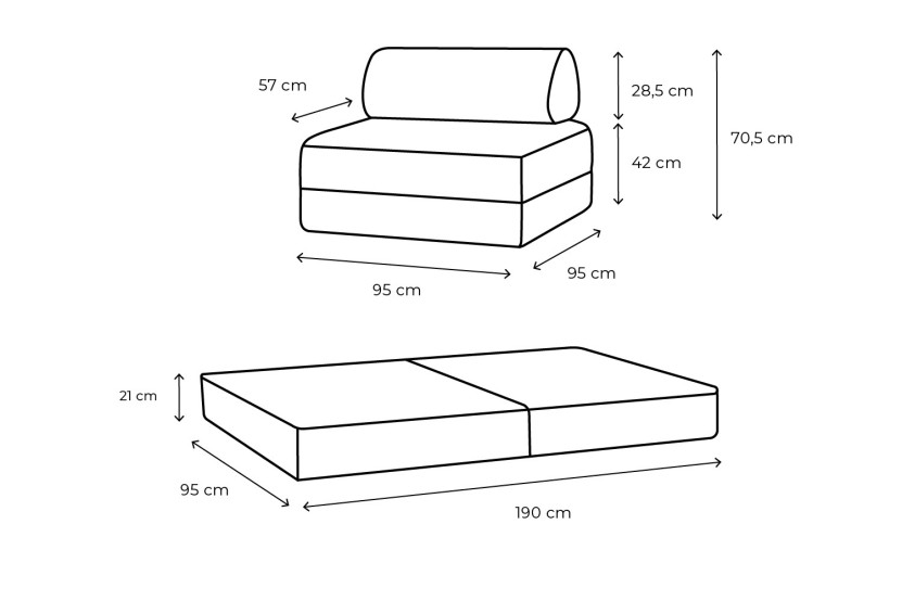 Fauteuil convertible et modulable - Tissu imperméable - Gris