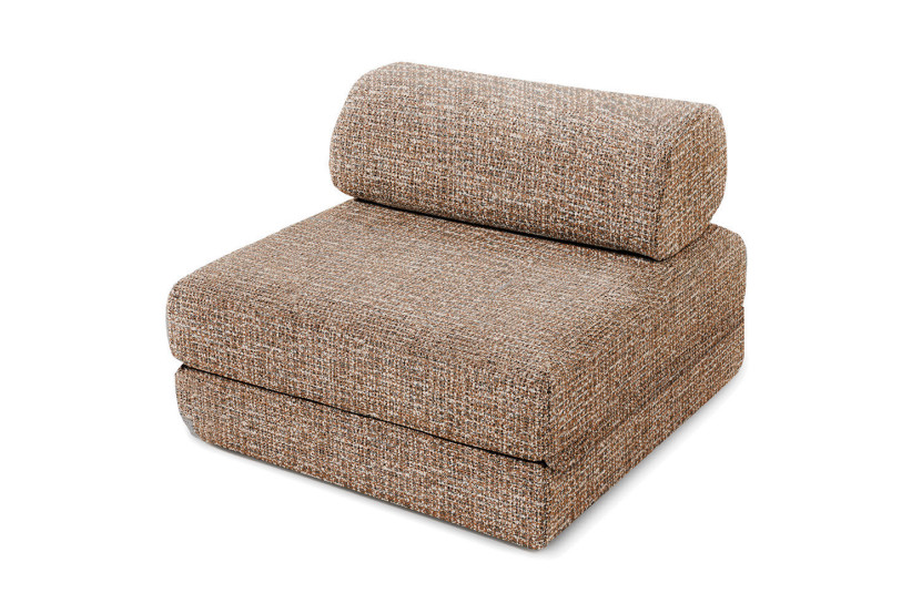 Fauteuil convertible et modulable - Tissu tweed - Marron