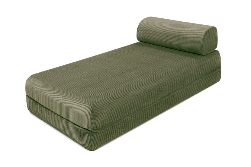 Méridienne convertible et modulable - Velours côtelé - Vert