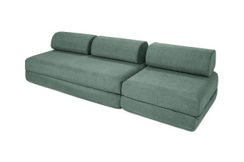 Canapé droit convertible 4 places - Tissu lisse - Vert