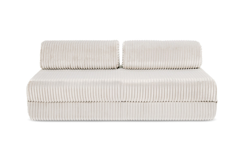 Canapé d'angle convertible 4 places - Velours côtelé XL - Blanc
