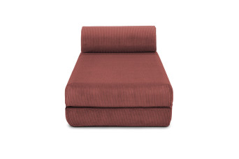 Méridienne convertible et modulable - Velours côtelé - Rouge