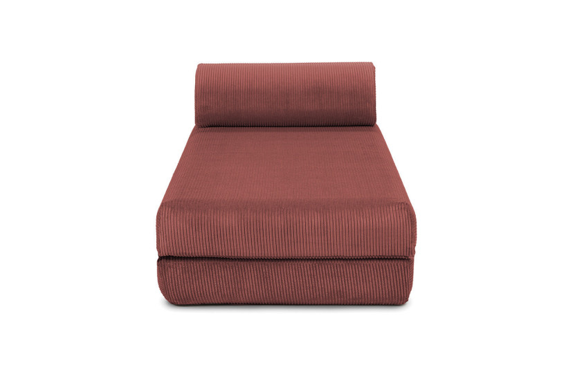 Méridienne convertible et modulable - Velours côtelé - Rouge