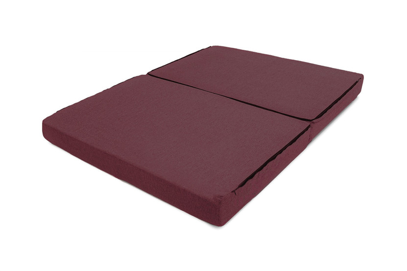 Canapé droit convertible et modulable 2 places - Tissu lisse - Rouge