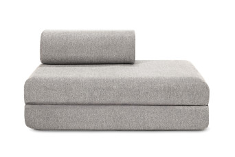 Canapé droit convertible et modulable 2 places - Tissu lisse - Gris clair