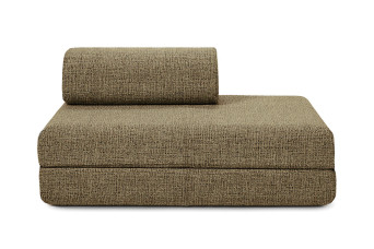 Canapé droit convertible et modulable 2 places - Tissu tweed - Jaune