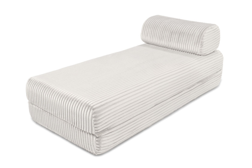 Canapé d'angle convertible 5 places - Velours côtelé XL - Blanc
