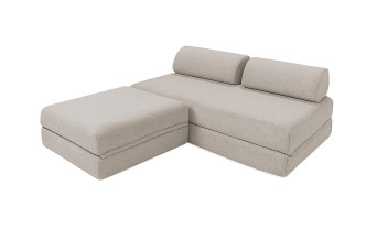 Canapé d'angle convertible 4 places - Tissu imperméable - Gris