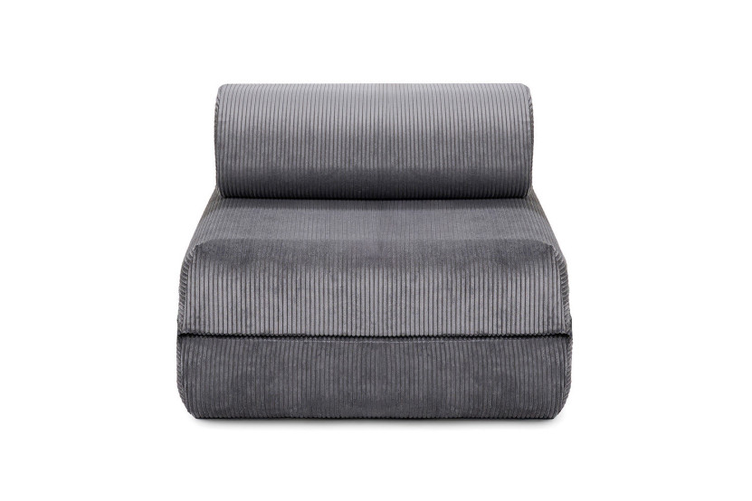 Canapé d'angle convertible 6 places - Velours côtelé - Gris