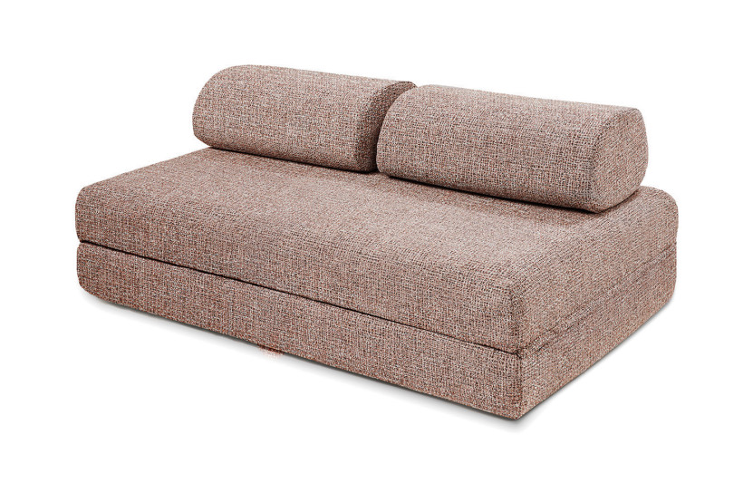 Canapé d'angle convertible 4 places - Tissu tweed - Rouge