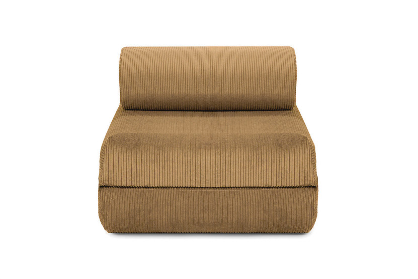 Fauteuil convertible et modulable - Velours côtelé - Jaune