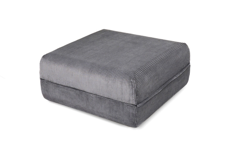 Pouf convertible et modulable - Velours côtelé - Gris