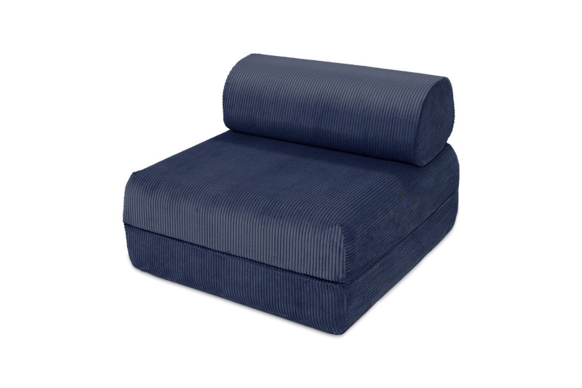 Fauteuil convertible et modulable - Velours côtelé - Bleu