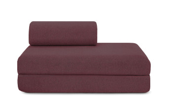 Canapé droit convertible et modulable 2 places - Tissu lisse - Rouge