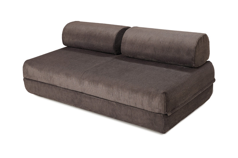 Housse Canapé droit convertible - 3 places - Tissu velours côtelé marron