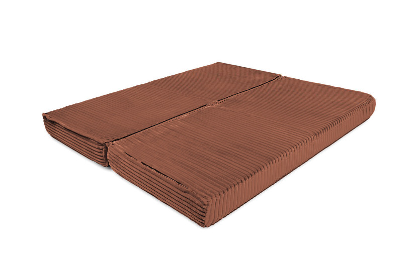 Canapé d'angle convertible 4 places - Velours côtelé XL - Terracotta