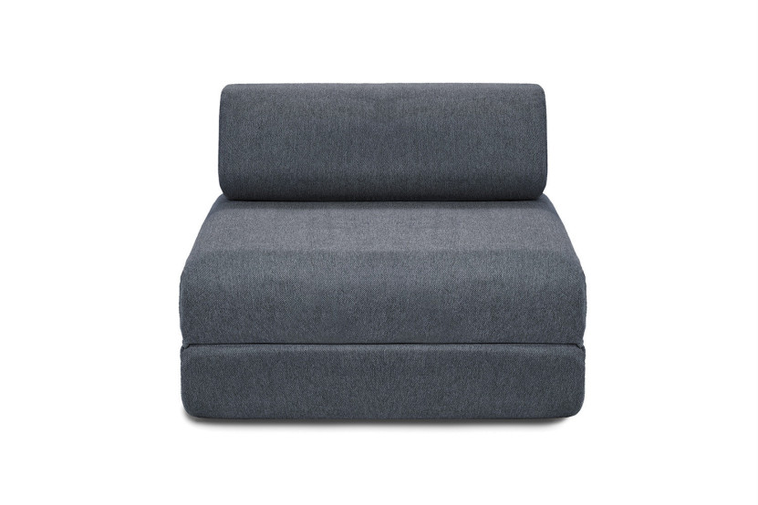 Canapé droit convertible 3 places - Tissu lisse - Bleu