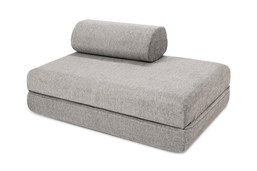 Canapé droit convertible et modulable 2 places - Tissu lisse - Gris clair