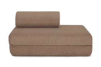 Canapé droit convertible et modulable 2 places - Velours côtelé - Taupe