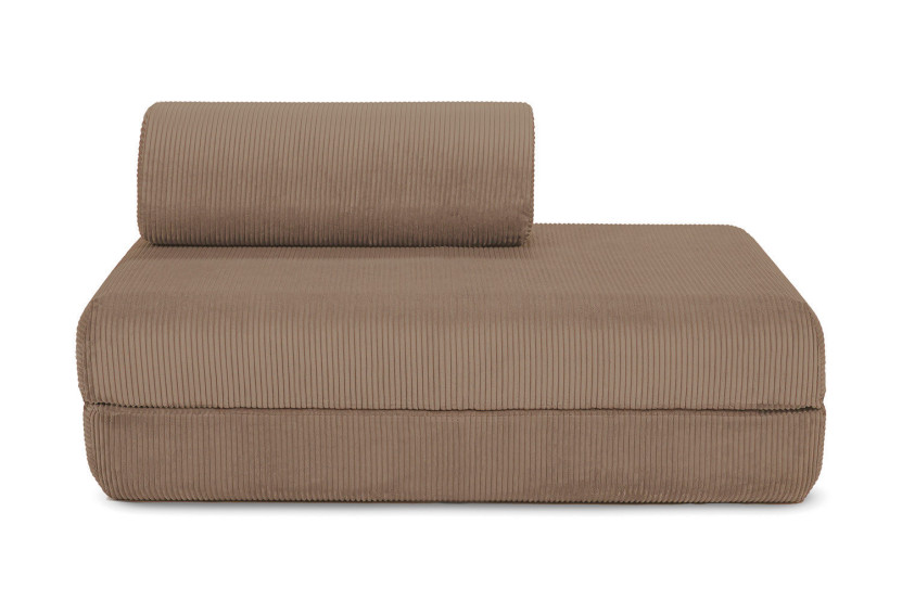 Canapé droit convertible et modulable 2 places - Velours côtelé - Taupe
