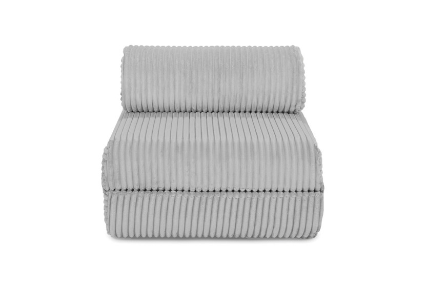 Fauteuil convertible et modulable - Velours côtelé XL - Gris clair