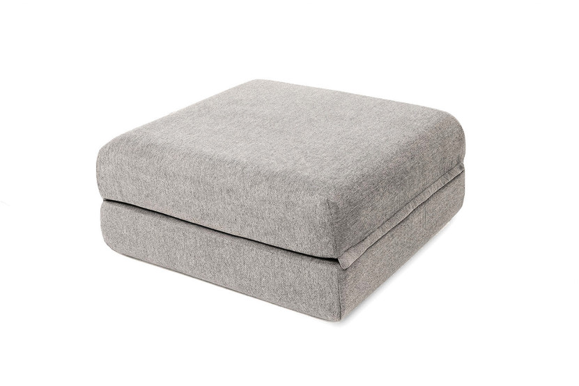 Pouf convertible et modulable - Tissu lisse - Gris clair