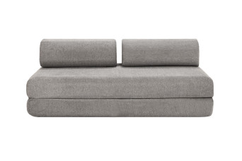 Canapé droit convertible 3 places - Tissu lisse - Gris