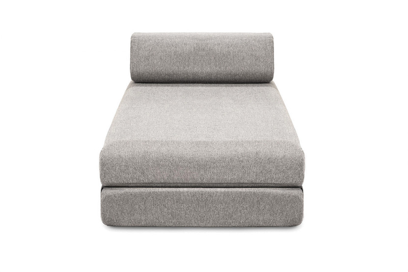 Méridienne convertible et modulable - Tissu lisse - Gris clair