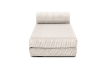 Méridienne convertible et modulable - Velours côtelé - Blanc